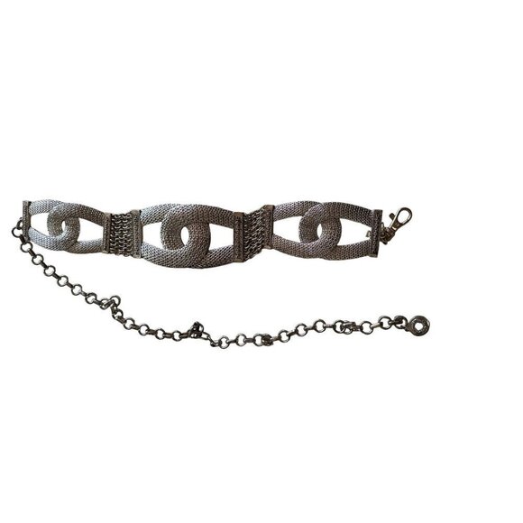 Chicos Metal Silvertone Twisted Mesh Chain Waist Belt Size Medium - Picture 1 of 8